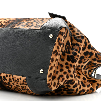 Gucci Calf Hair Leopard Print Large Bamboo Shopper Tote Black 12 of 13