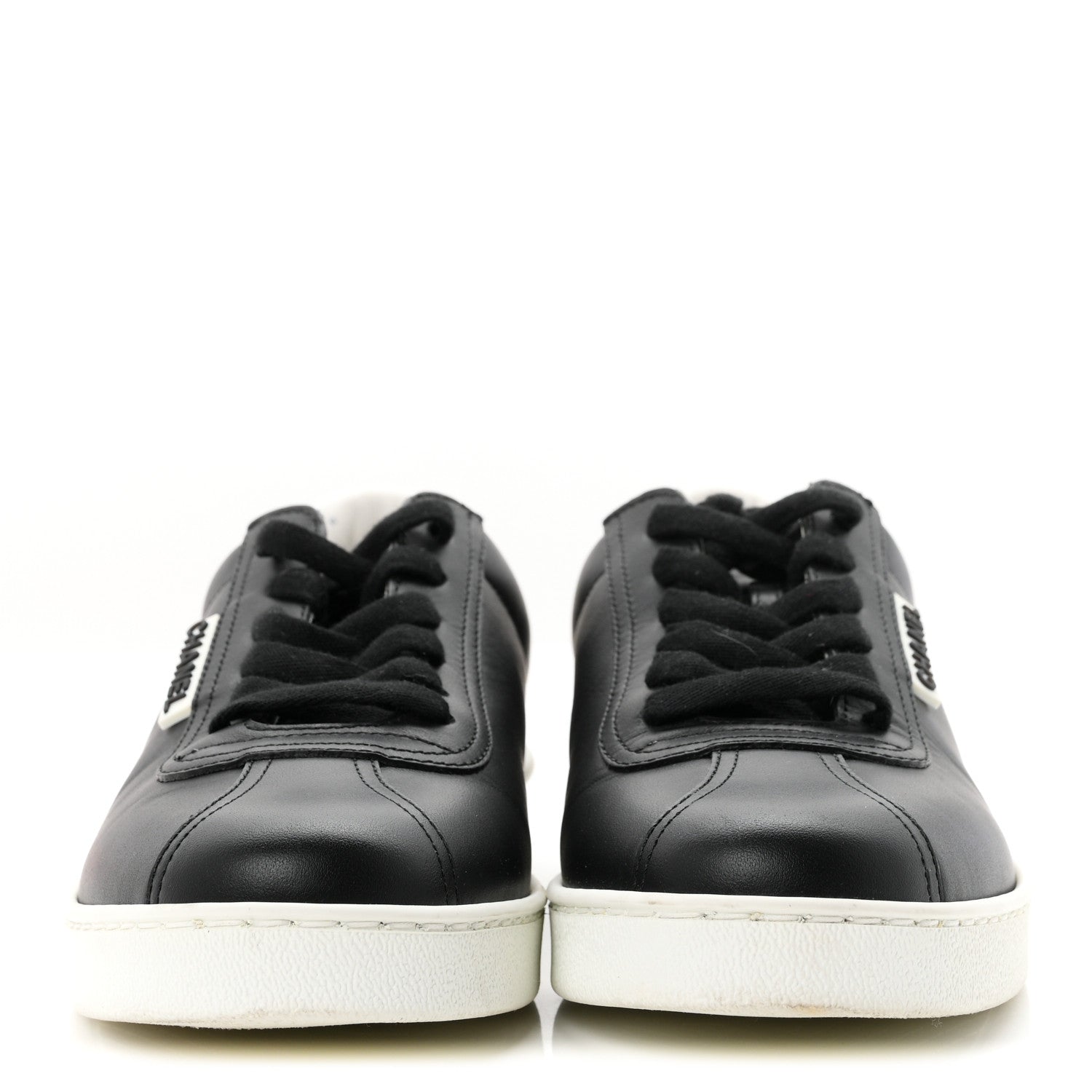 Chanel Calfskin CC Womens Uniform Sneakers 37.5 Black 3 of 9
