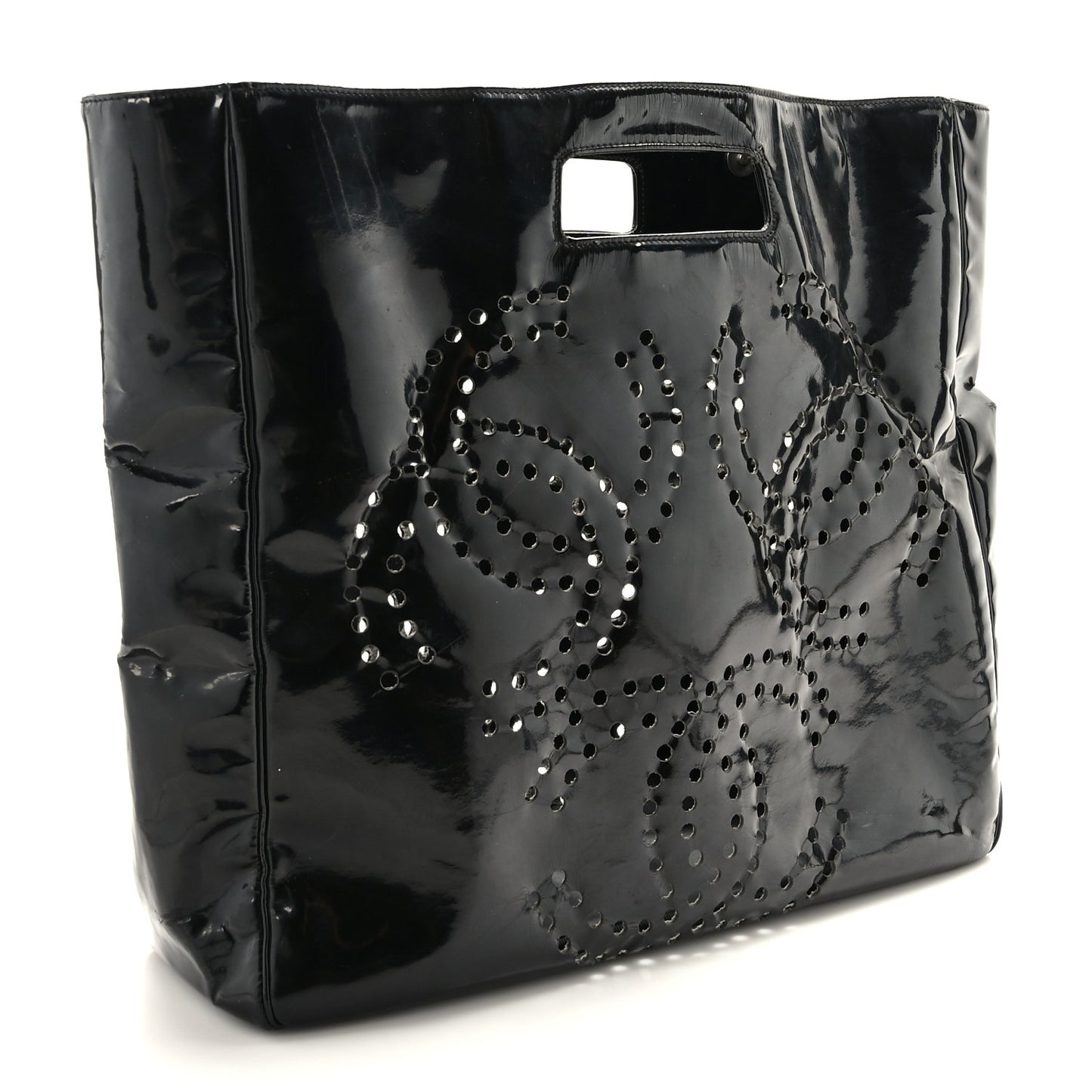 Patent Perforated CC Handle Bag Black