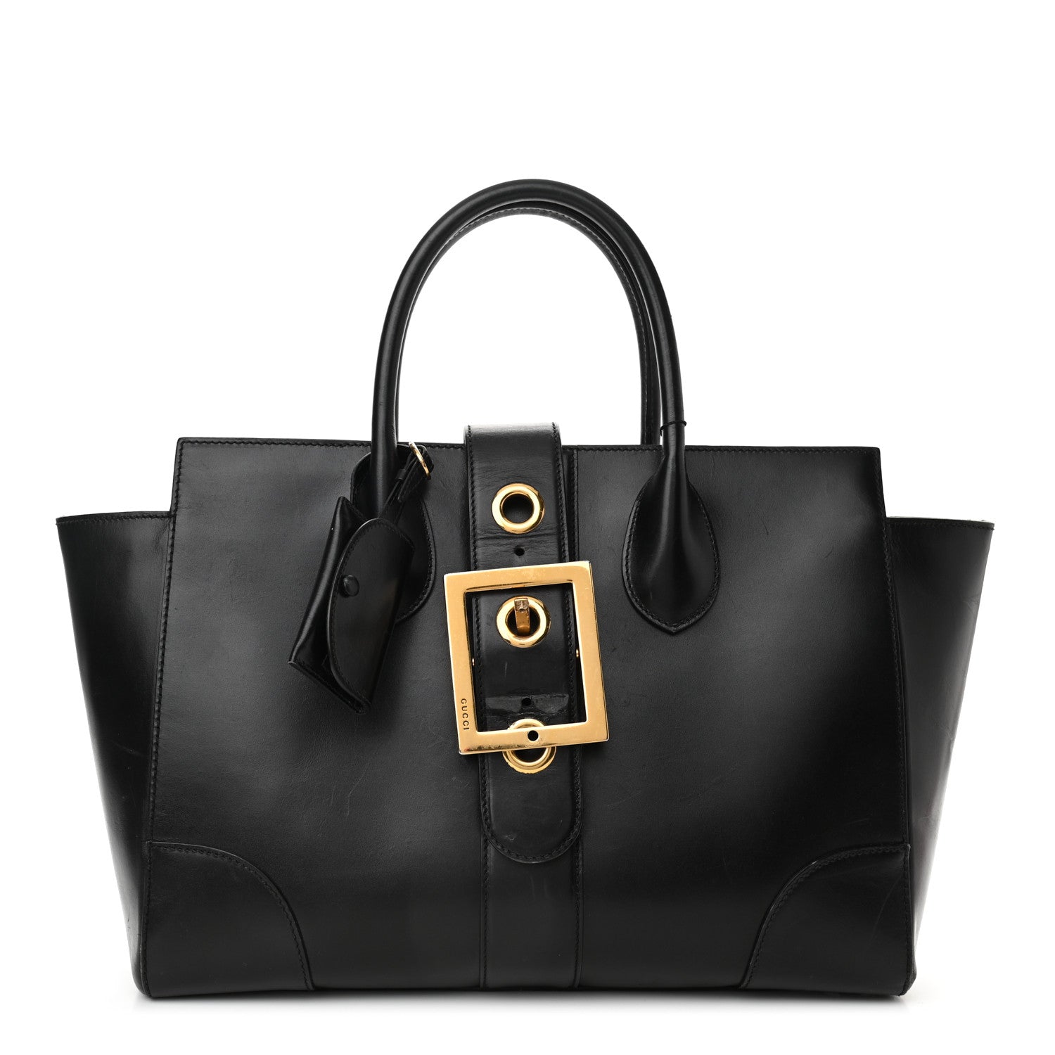 Gucci Calfskin Medium Lady Buckle Top Handle Bag Black 1 of 13