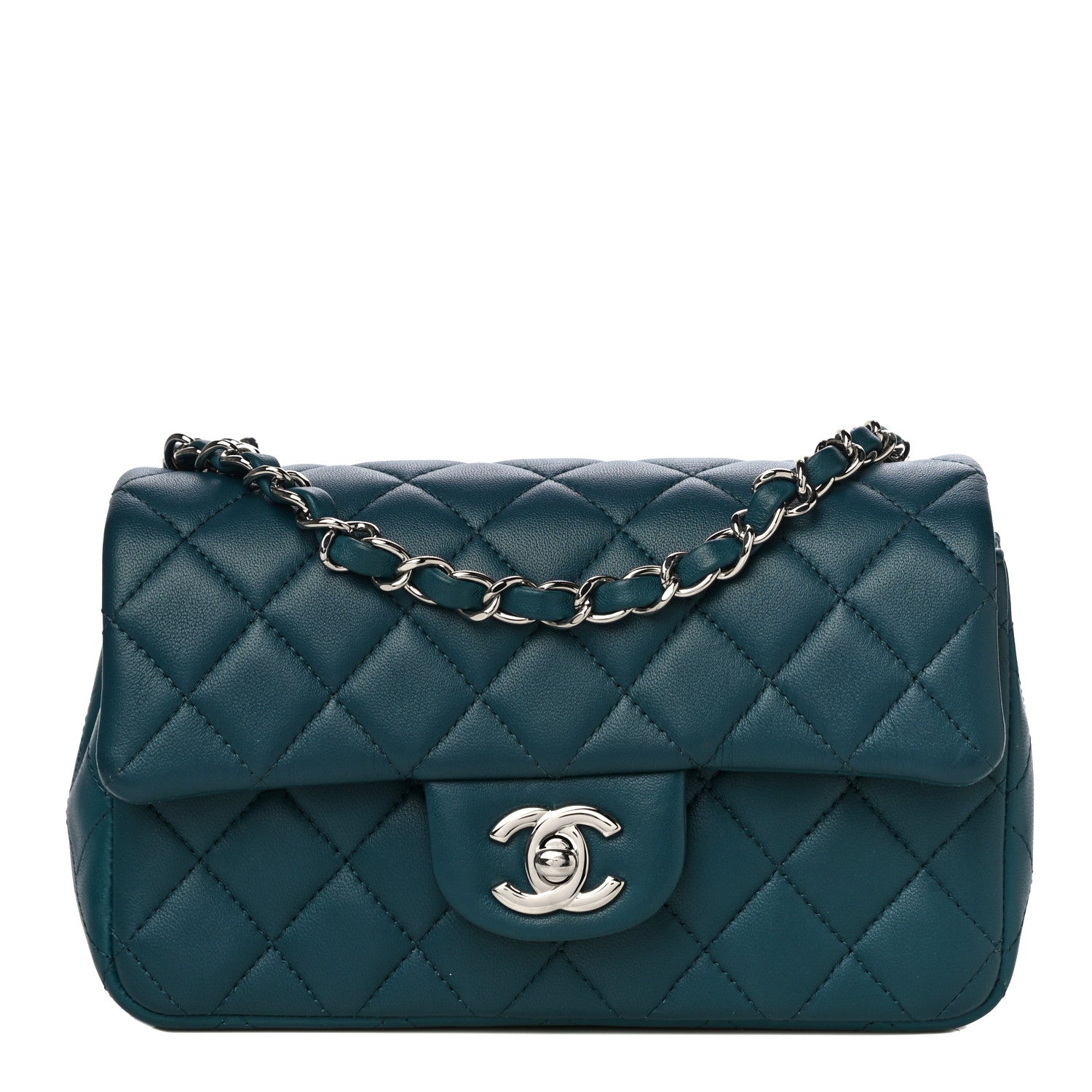 Chanel Lambskin Quilted Mini Rectangular Flap Dark Blue 1 of 11