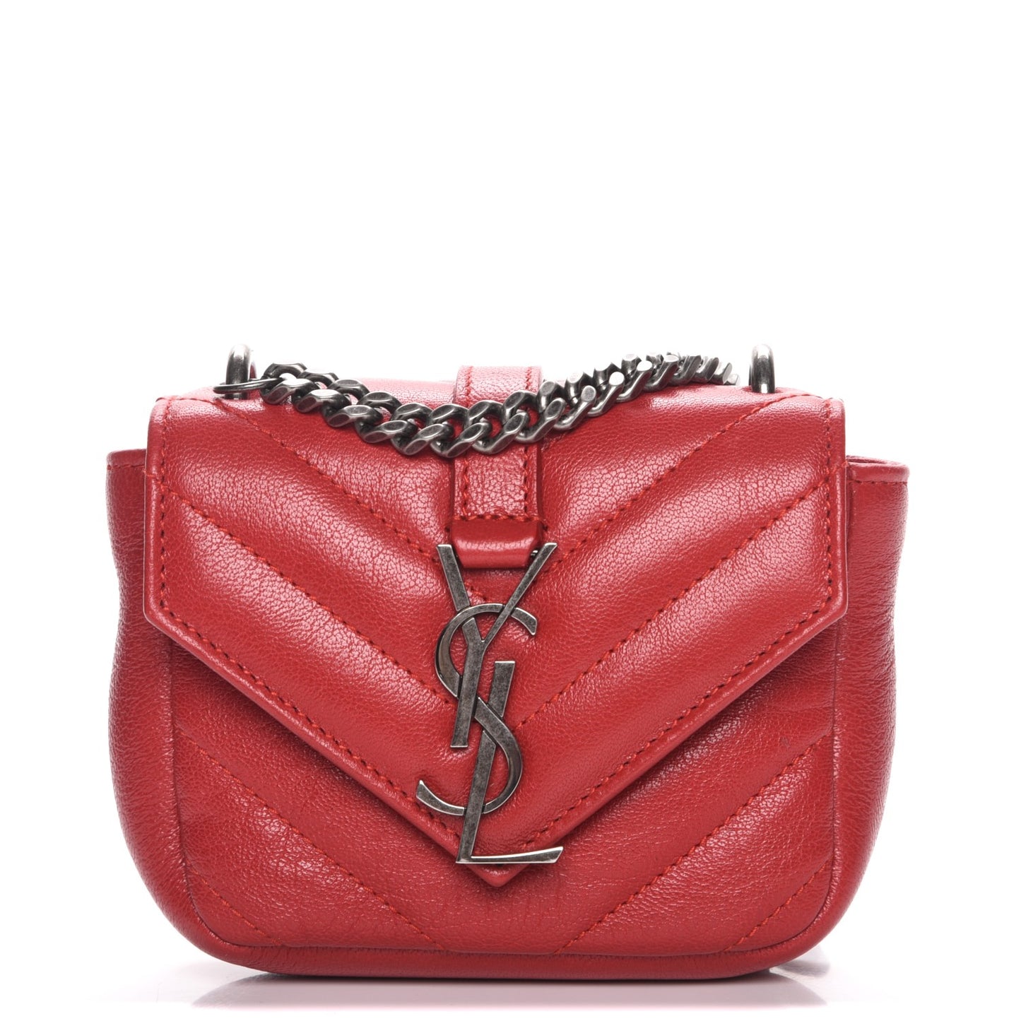 Sheepskin Matelasse Chevron Monogram Mini College Bag New Red