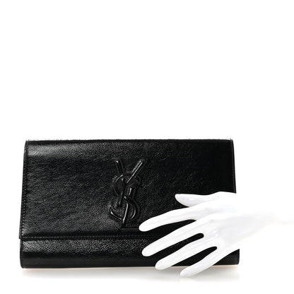 Saint Laurent Textured Patent Monogram Large Belle De Jour Clutch Black 2 of 6