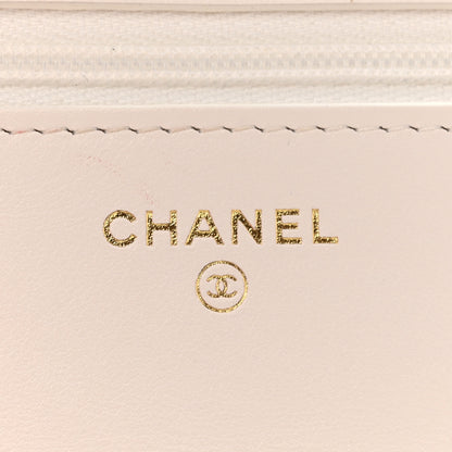 Chanel Shiny Crumpled Calfskin Quilted Enamel Heart Wallet On Chain WOC White 6 of 13