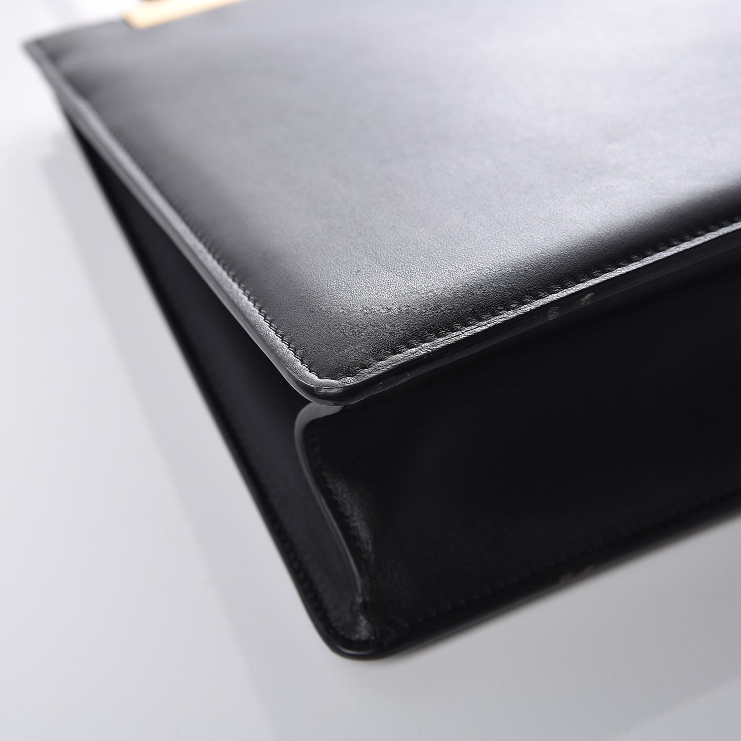 Smooth Calfskin Medium Clasp Shoulder Bag Black