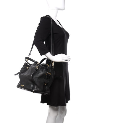 Burberry Calfskin Perforated Ellers Satchel Black 2 of 10