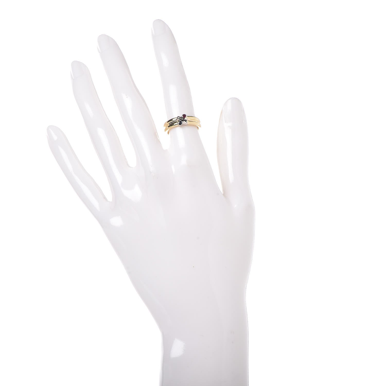 Tiffany 18K Yellow White Gold Ruby Sapphire Ring 48 4.5 2 of 7