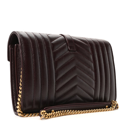 Saint Laurent Grained Calfskin Mixed Matelasse Triquilt Monogram Chain Wallet Lava Falls 4 of 17