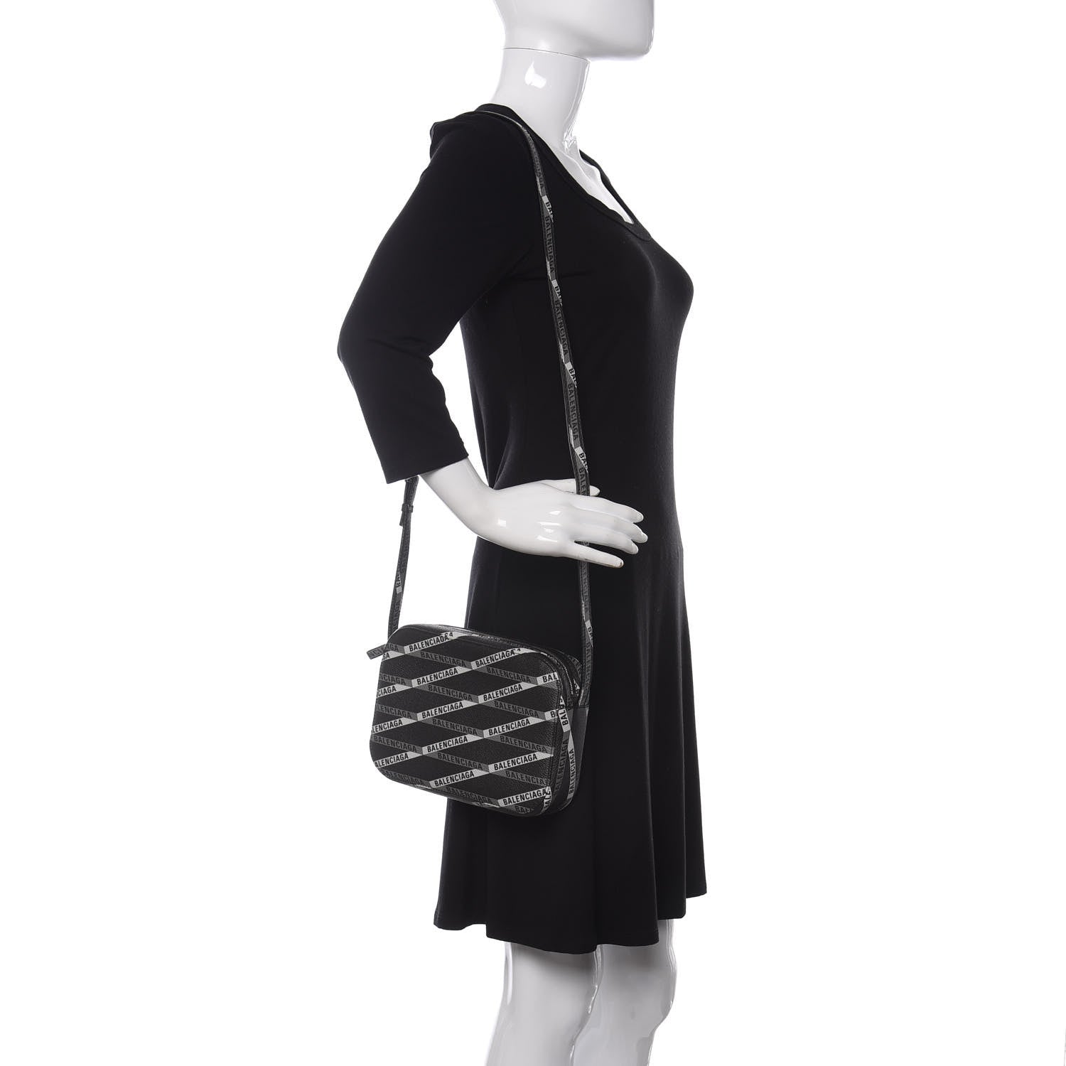 Balenciaga Coated Canvas Losange Monogram S Camera Bag Black Grey 2 of 10