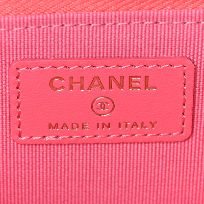 Chanel Caviar Quilted CC Zip Around Card Holder Rose 7 of 8