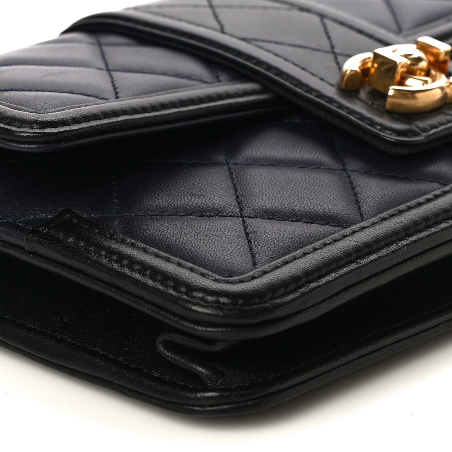 Chanel Lambskin Quilted Elegant CC Wallet On Chain WOC Navy Black 9 of 15