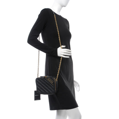 Balenciaga Calfskin Logo Matelasse Chain Strap Blanket Reporter XS Black 2 of 9
