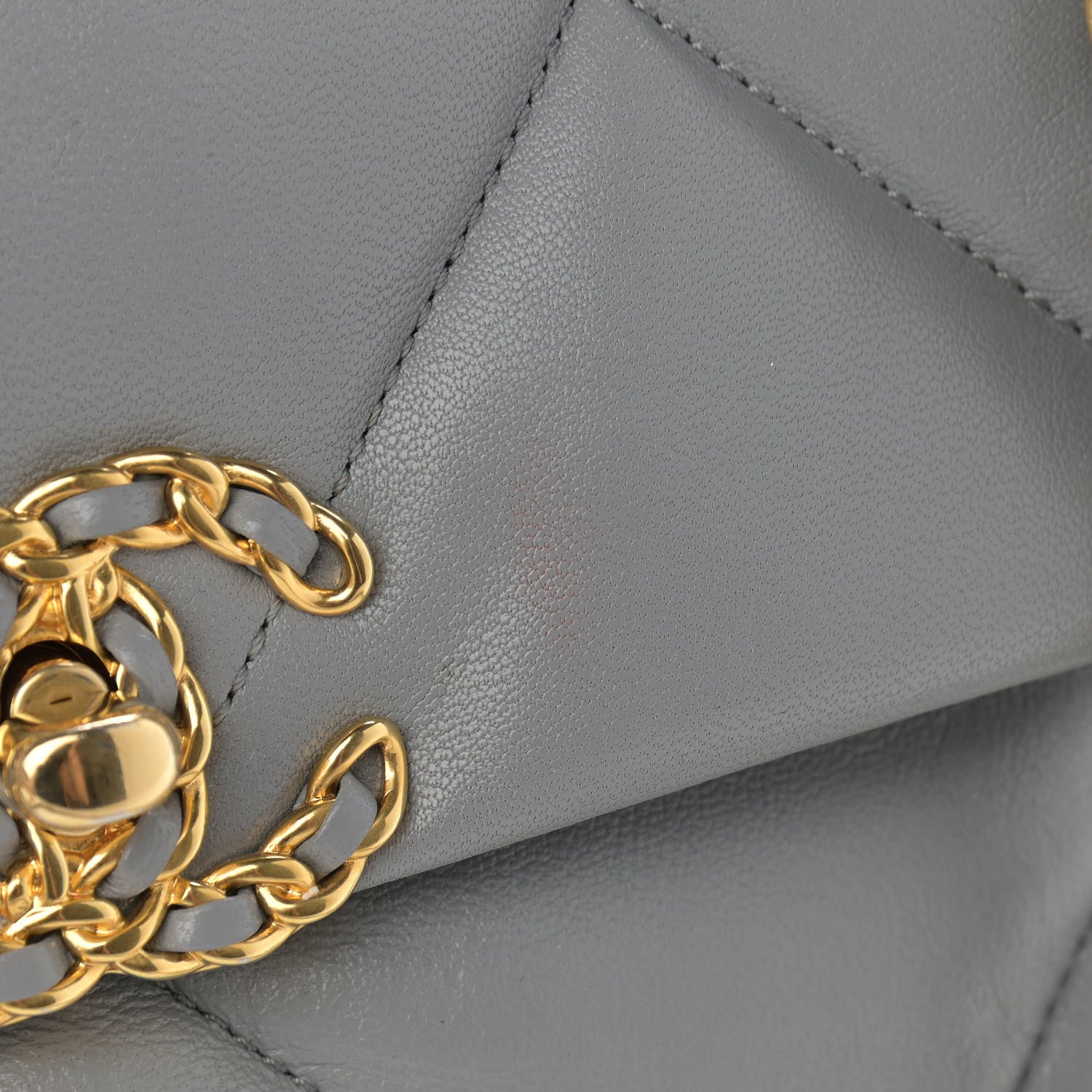 Chanel Lambskin Quilted Large Chanel 19 Flap Grey 12 of 16