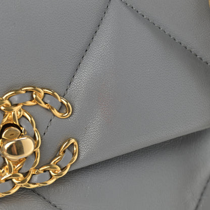 Chanel Lambskin Quilted Large Chanel 19 Flap Grey 12 of 16