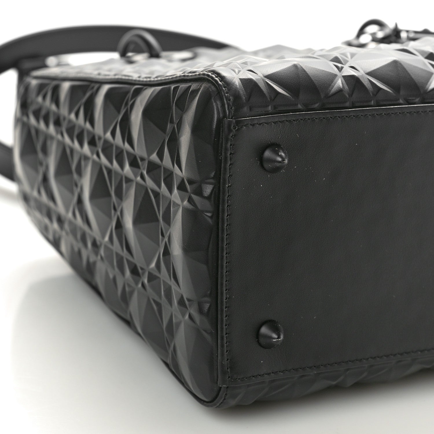 Christian Dior Calfskin Cannage Diamond Cannage Medium Lady Dior Black 9 of 13