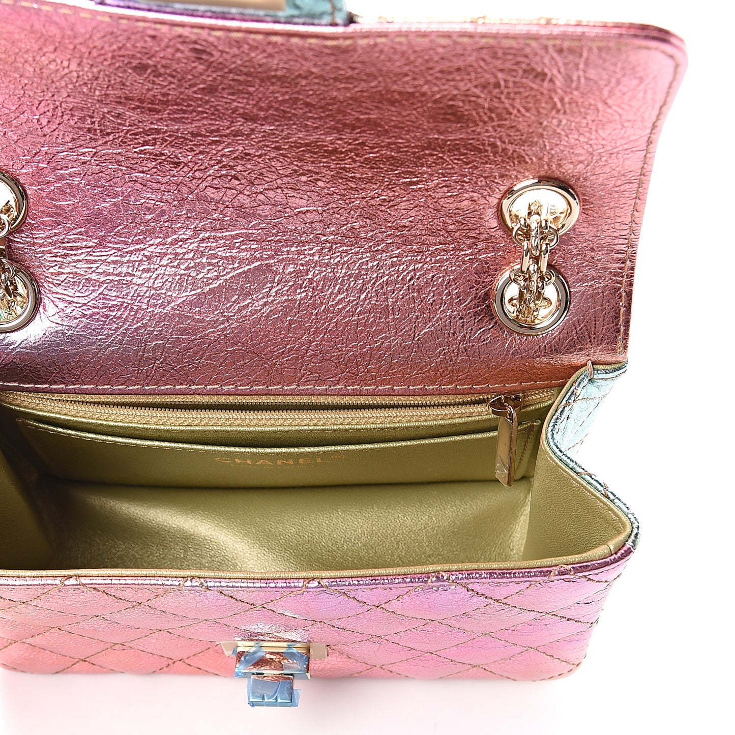 Metallic Goatskin Quilted Mini 2.55 Reissue Flap Multicolor