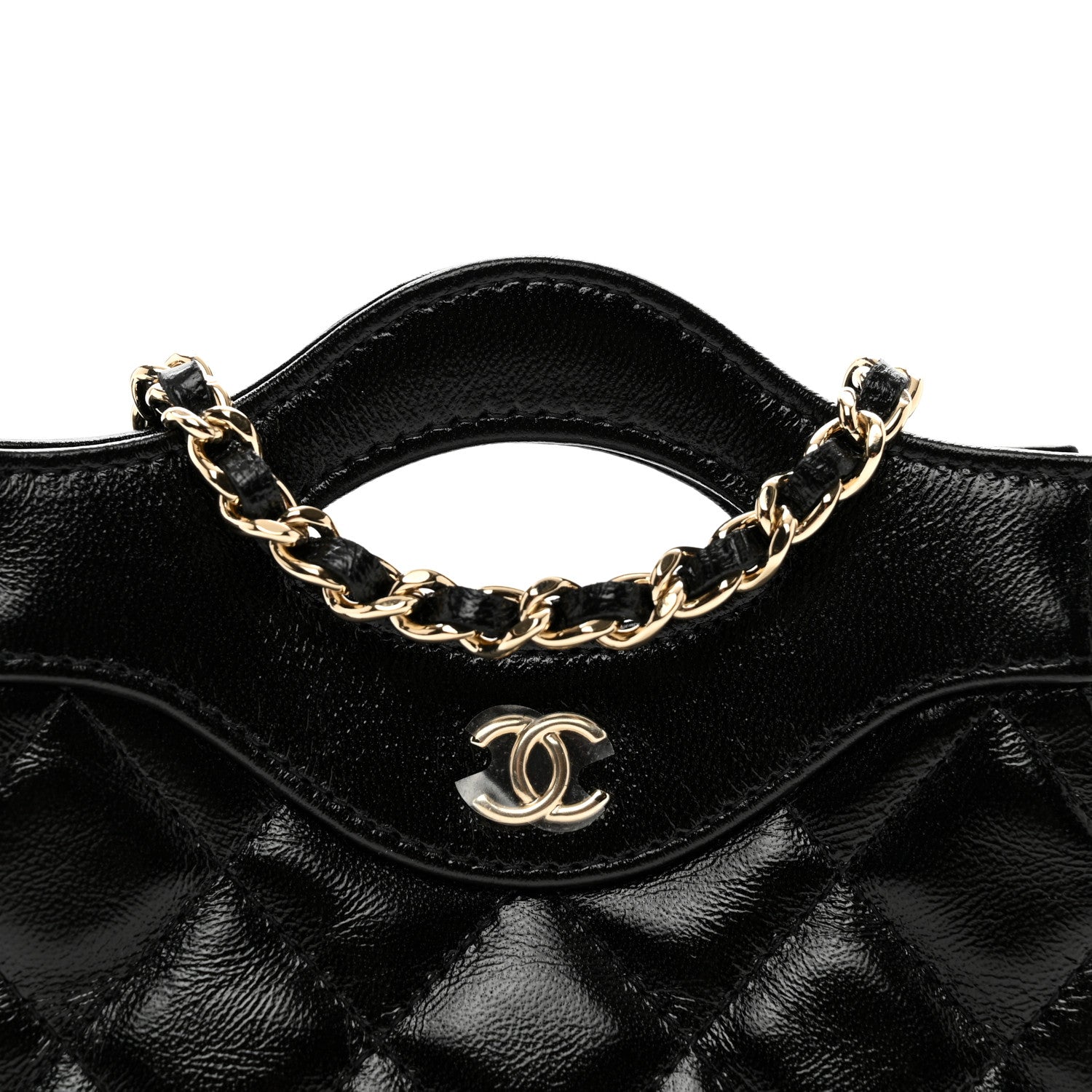 Chanel Shiny Lambskin Quilted Micro 31 Clutch With Chain Black 5 of 11