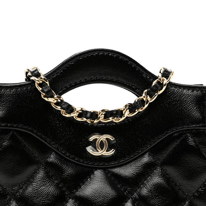 Chanel Shiny Lambskin Quilted Micro 31 Clutch With Chain Black 5 of 11