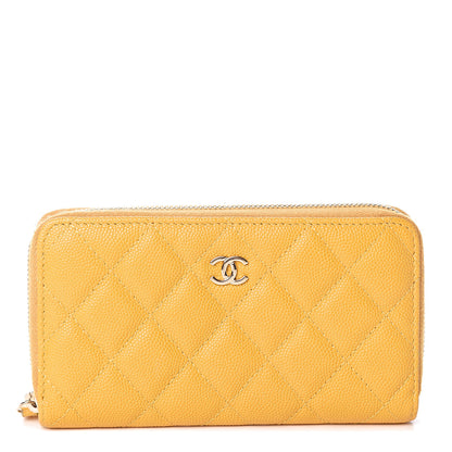 Chanel Caviar Quilted Medium Zip Around Wallet Yellow 1 of 7
