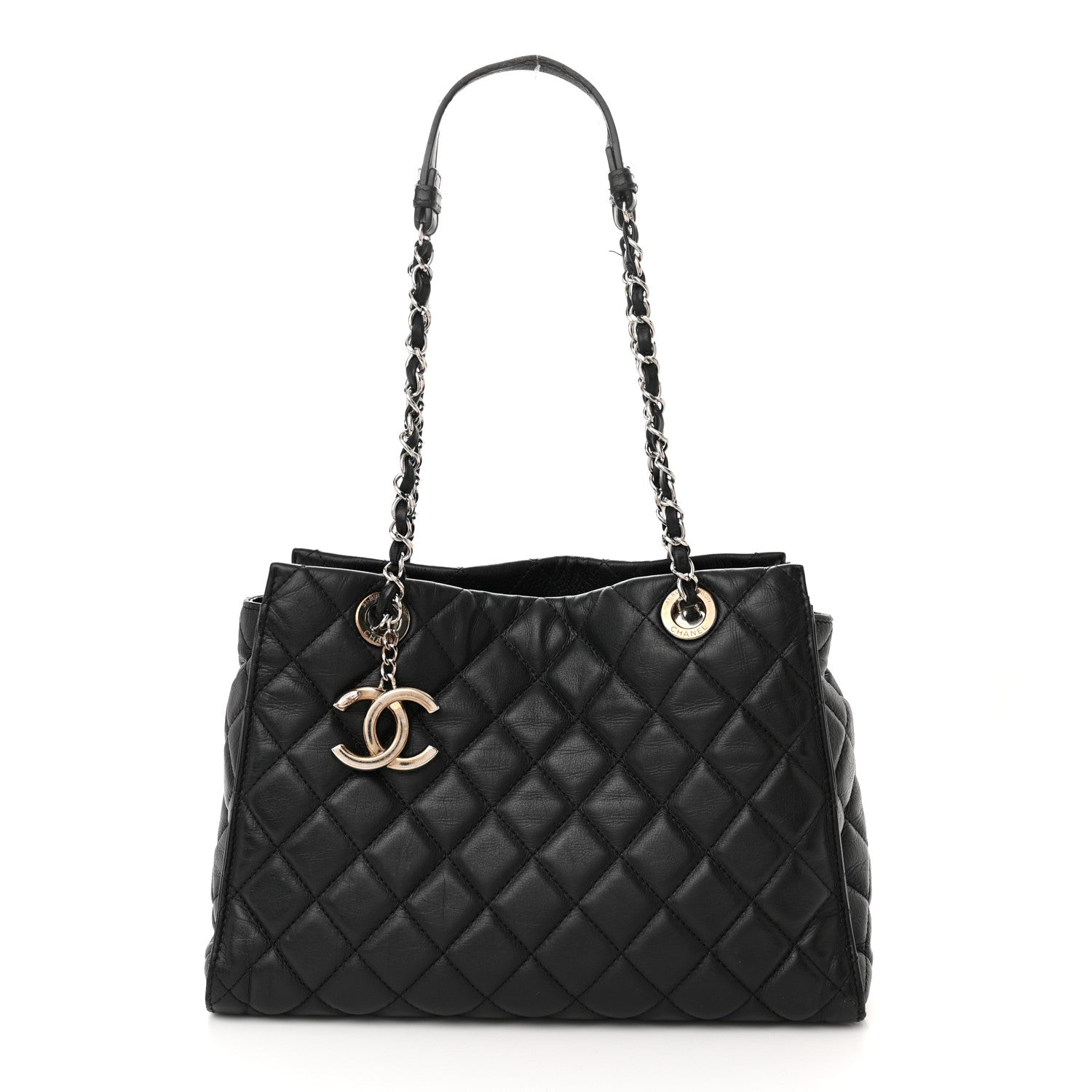 Chanel Calfskin Quilted Small Chic and Soft Shopping Tote Black 4 of 15
