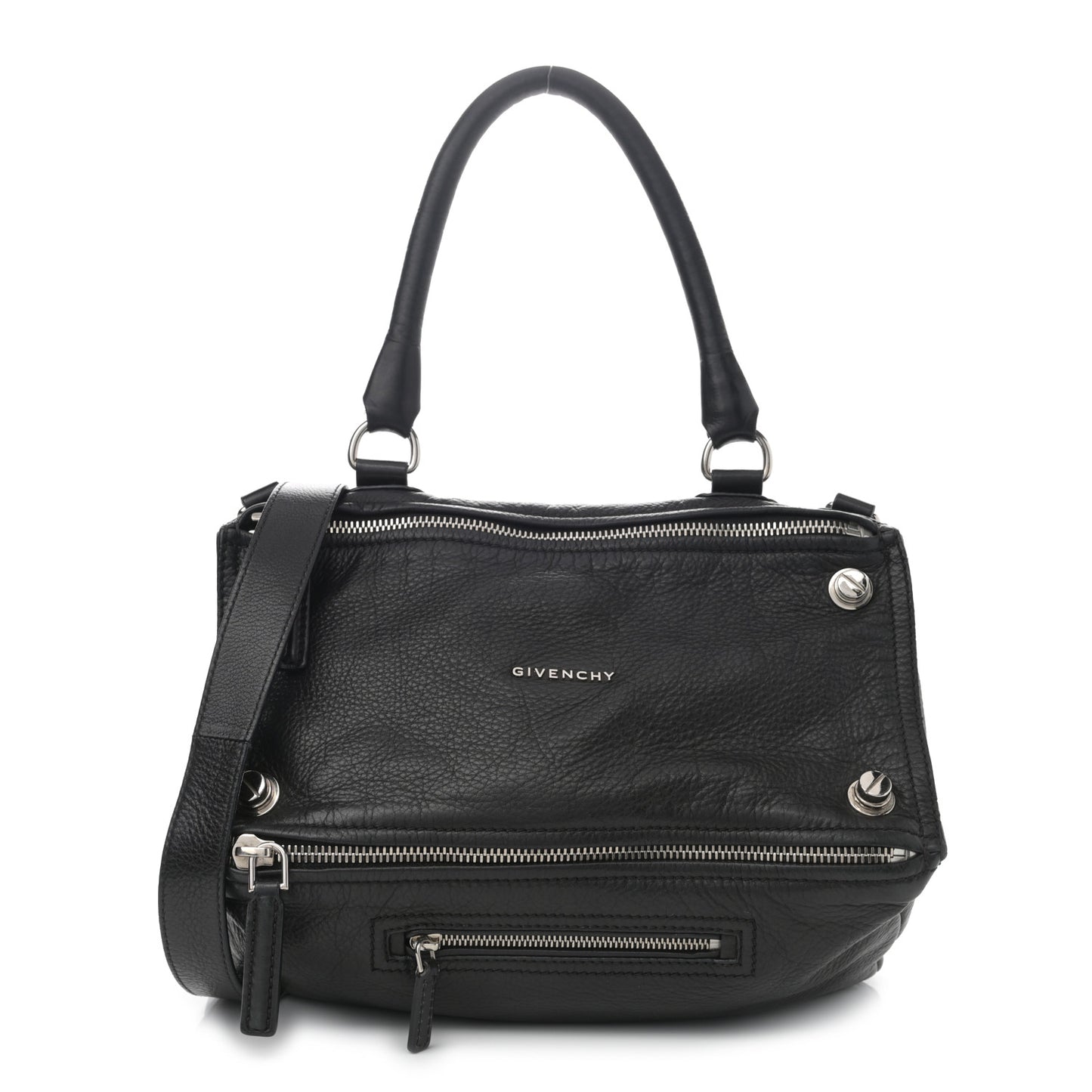 Pebbled Calfskin Medium Bolt Stud Pandora Black