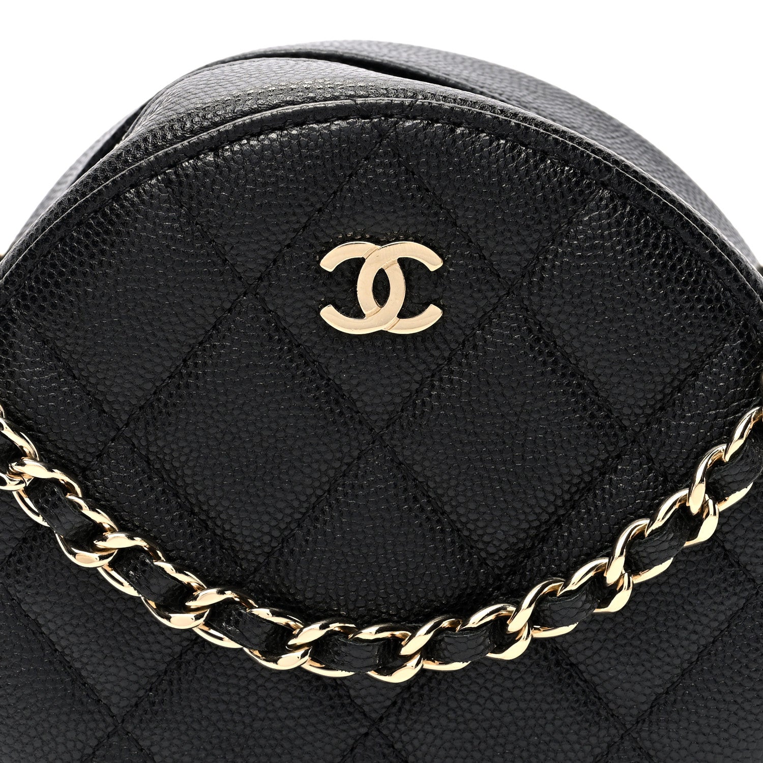 Chanel Caviar Quilted Round Clutch With Chain Black 8 of 10