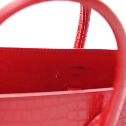 Saint Laurent Calfskin Crocodile Embossed Small Sac De Jour Eros Red 11 of 14