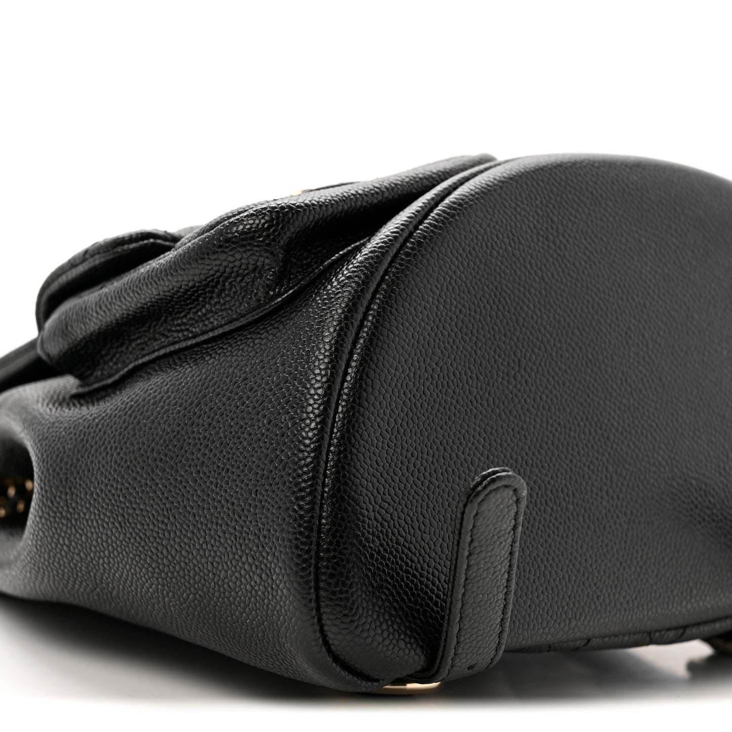 Shiny Caviar Quilted Medium Duma Pockets Drawstring Backpack Black