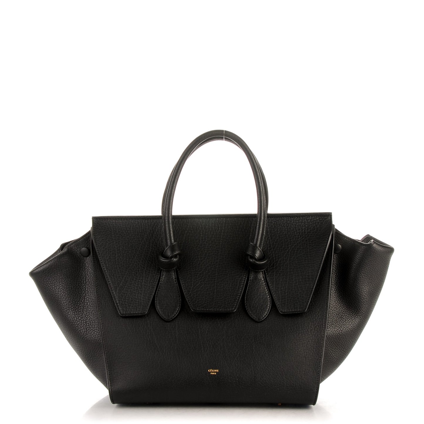 Crisped Calfskin Small Tie Knot Tote Black