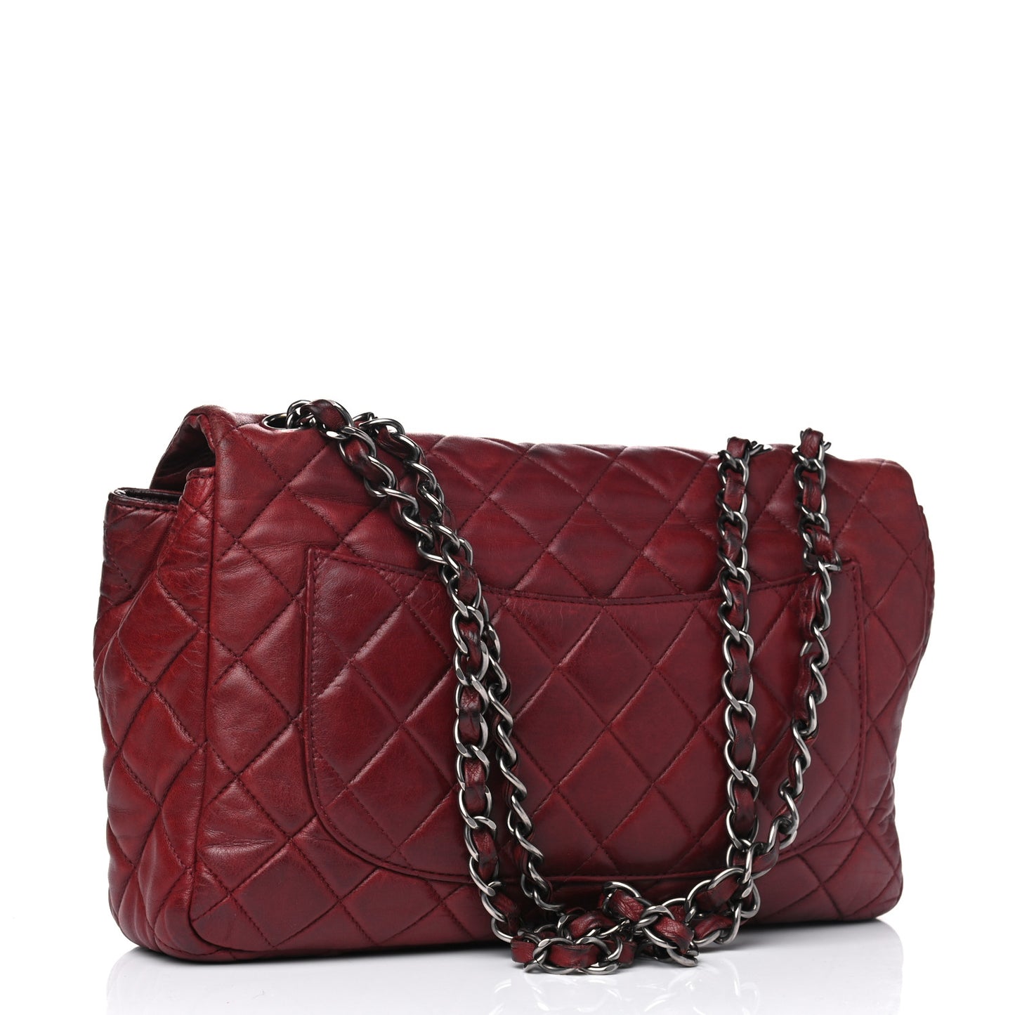 Lambskin Quilted Jumbo Single Flap Dark Red