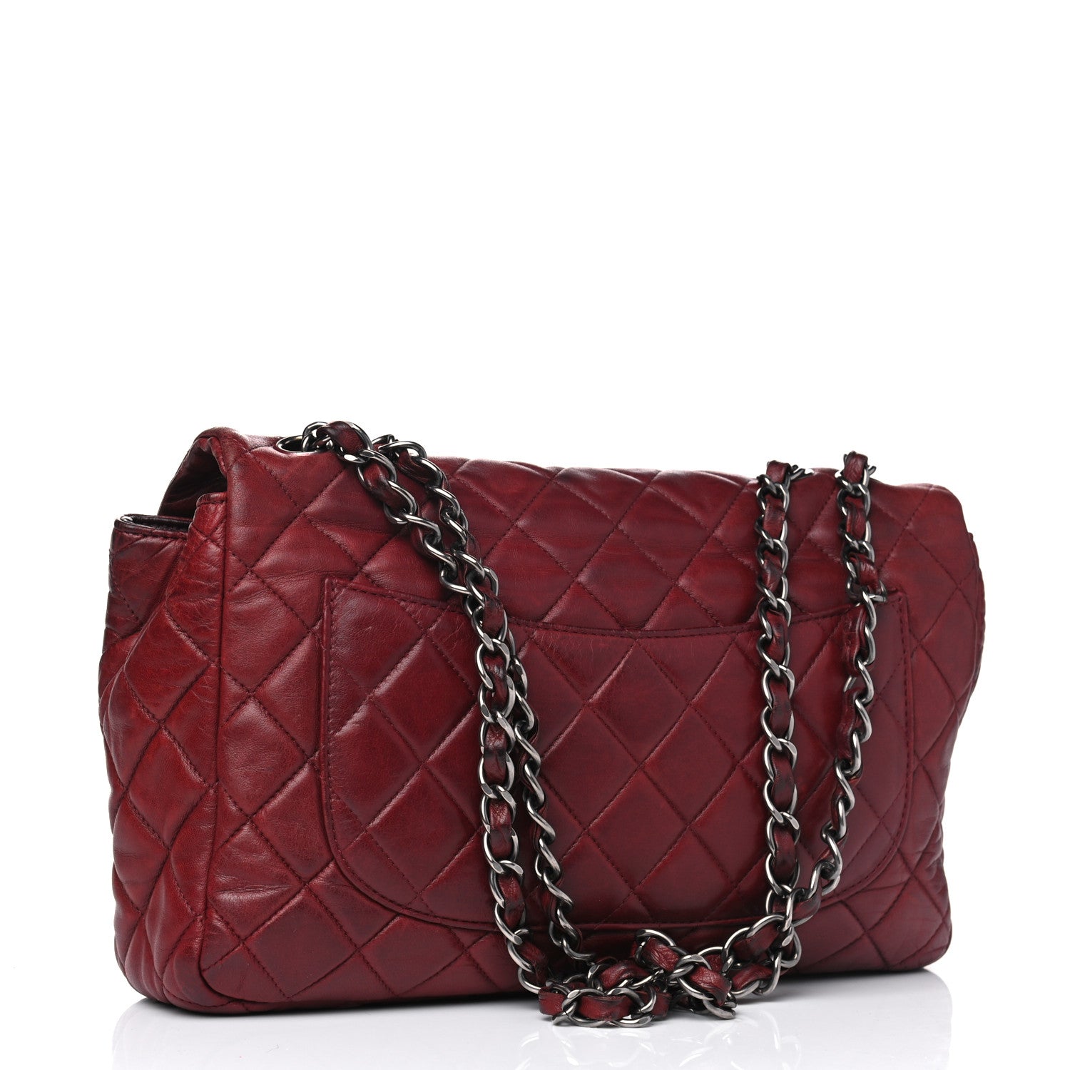 Chanel Lambskin Quilted Jumbo Single Flap Dark Red 2 of 17