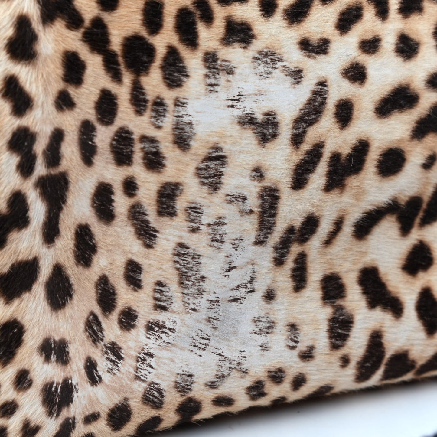 Calf Hair Bamboo Web Leopard Print Small Nymphaea Top Handle Bag Black