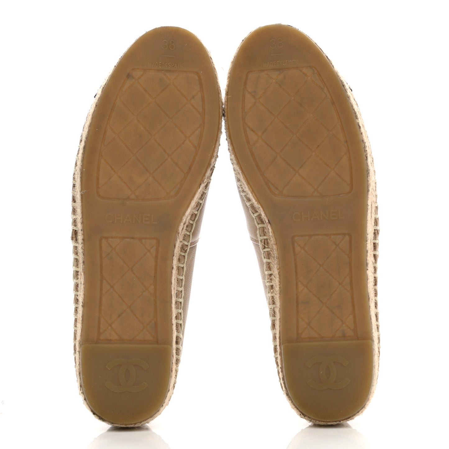 Lambskin CC Espadrilles 38 Beige Black