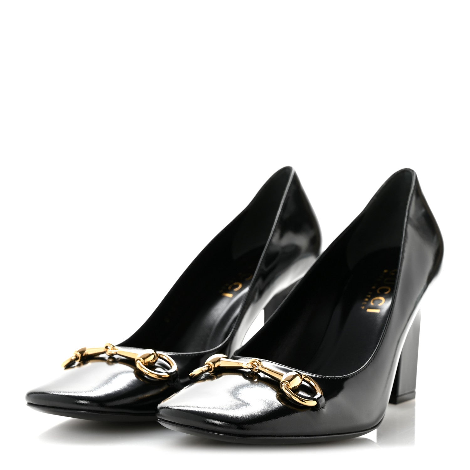 Gucci Shiny Calfskin Horsebit Signora 85mm Pumps 39 Black 4 of 10