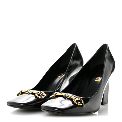 Gucci Shiny Calfskin Horsebit Signora 85mm Pumps 39 Black 4 of 10