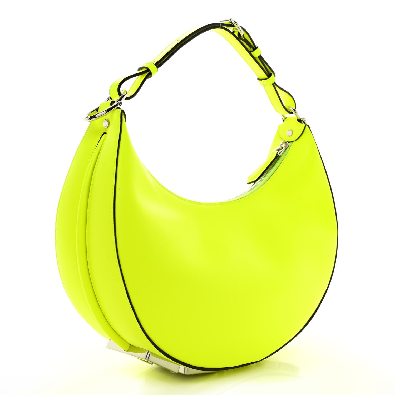 Fendi Vitello Grace Matte Small Fendigraphy Hobo Bag Neon Yellow 3 of 10
