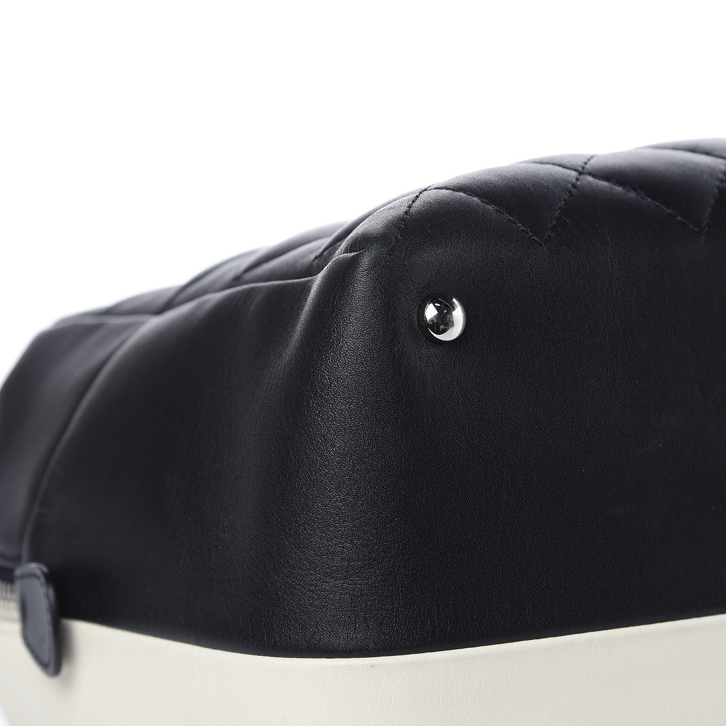 Calfskin Quilted Feather Weight Bowling Bag Black Beige