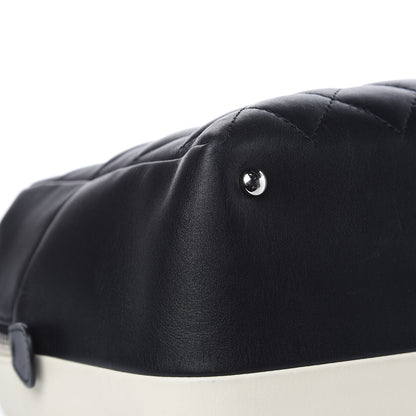 Chanel Calfskin Quilted Feather Weight Bowling Bag Black Beige 8 of 17