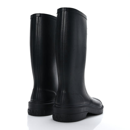 Chanel Caoutchouk CC High Boots 38 Black 4 of 8