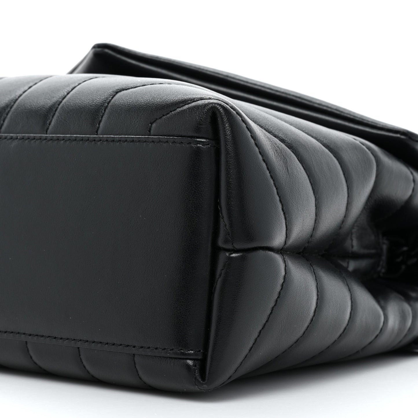 Calfskin Y Quilted Monogram Monochrome Small Loulou Chain Satchel Black