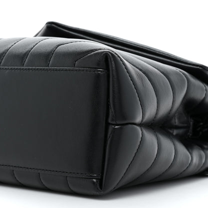 Saint Laurent Calfskin Y Quilted Monogram Monochrome Small Loulou Chain Satchel Black 9 of 17