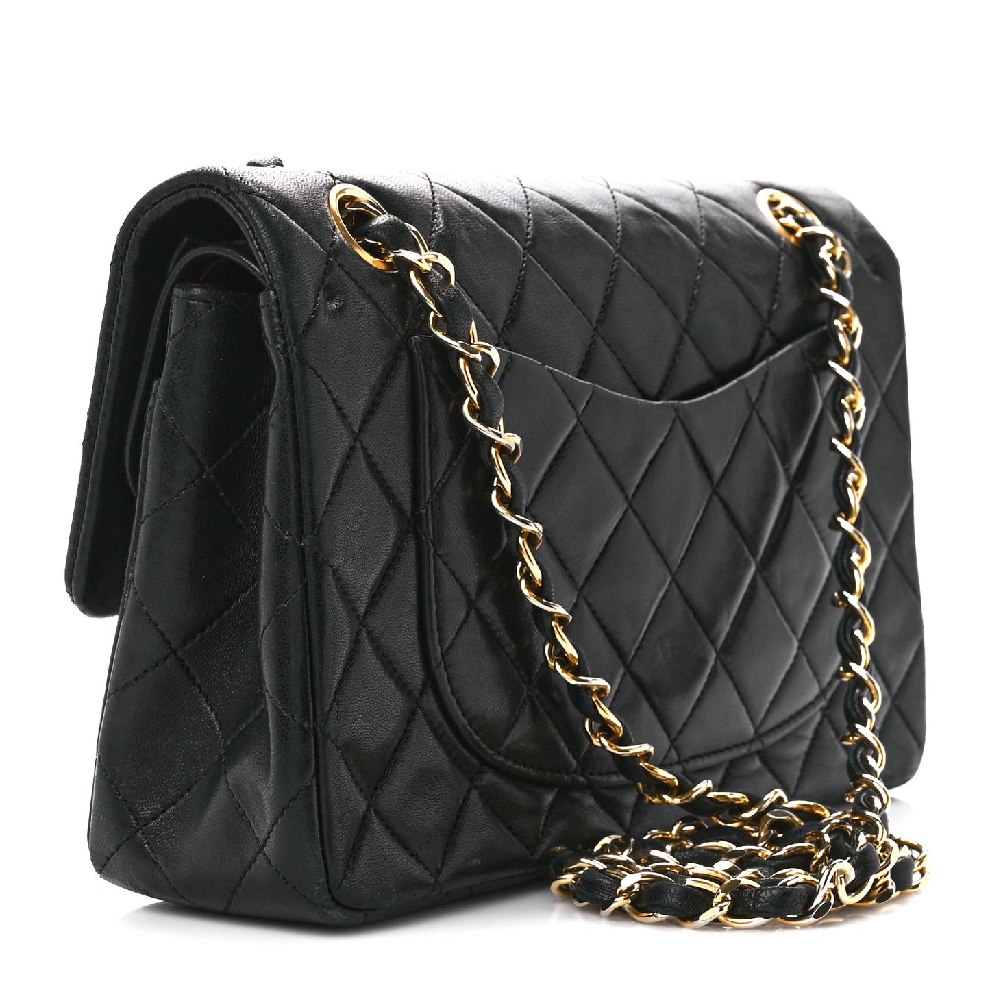 Lambskin Quilted Small Double Flap Black