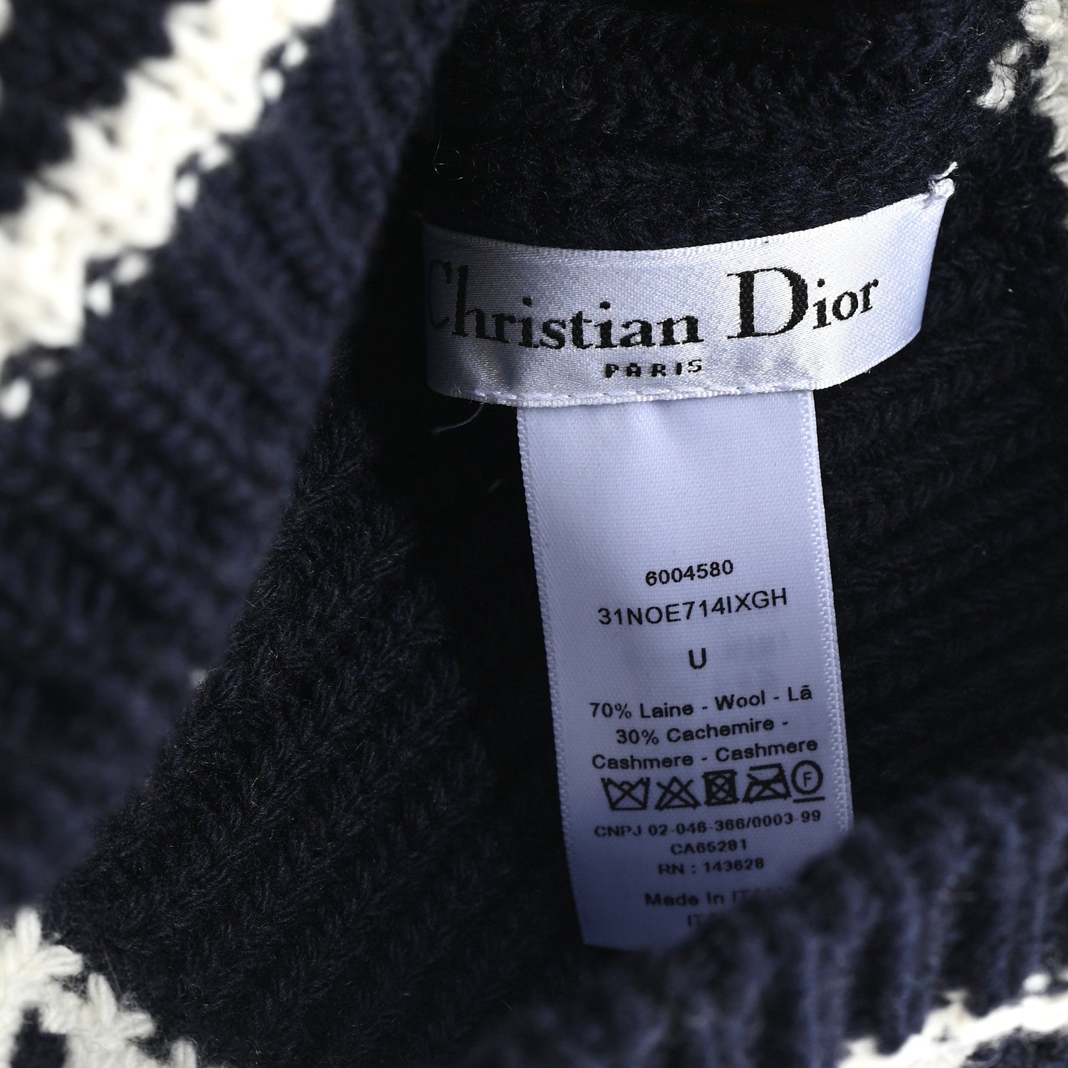 Christian Dior Wool Cashmere Star Beanie Blue Marine 5 of 5