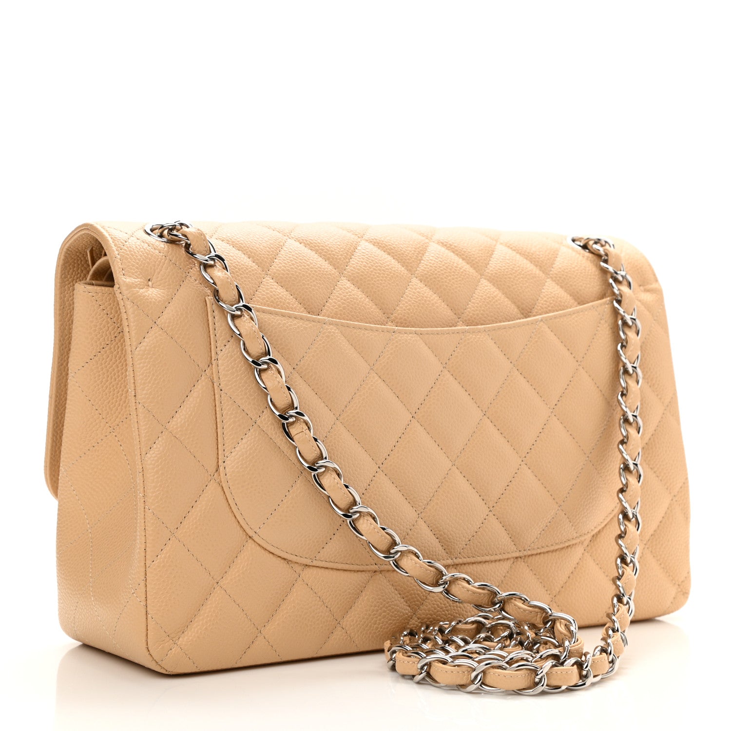 Chanel Caviar Quilted Jumbo Double Flap Light Beige 3 of 10