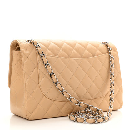 Chanel Caviar Quilted Jumbo Double Flap Light Beige 3 of 10