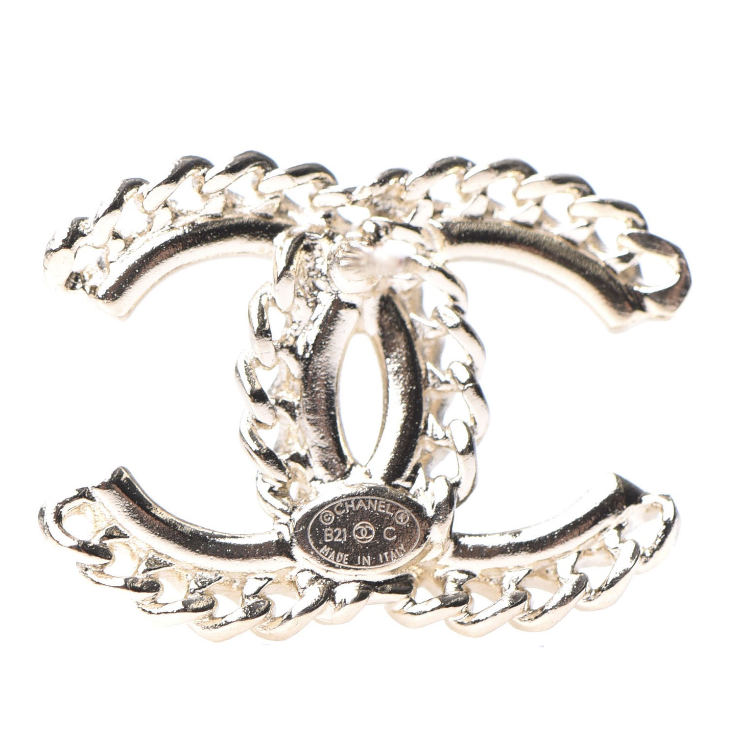 Crystal Chain CC Earrings Gold