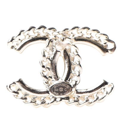 Chanel Crystal Chain CC Earrings Gold 4 of 5