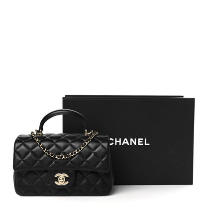 Chanel Lambskin Quilted Mini Top Handle Rectangular Flap Black 11 of 11