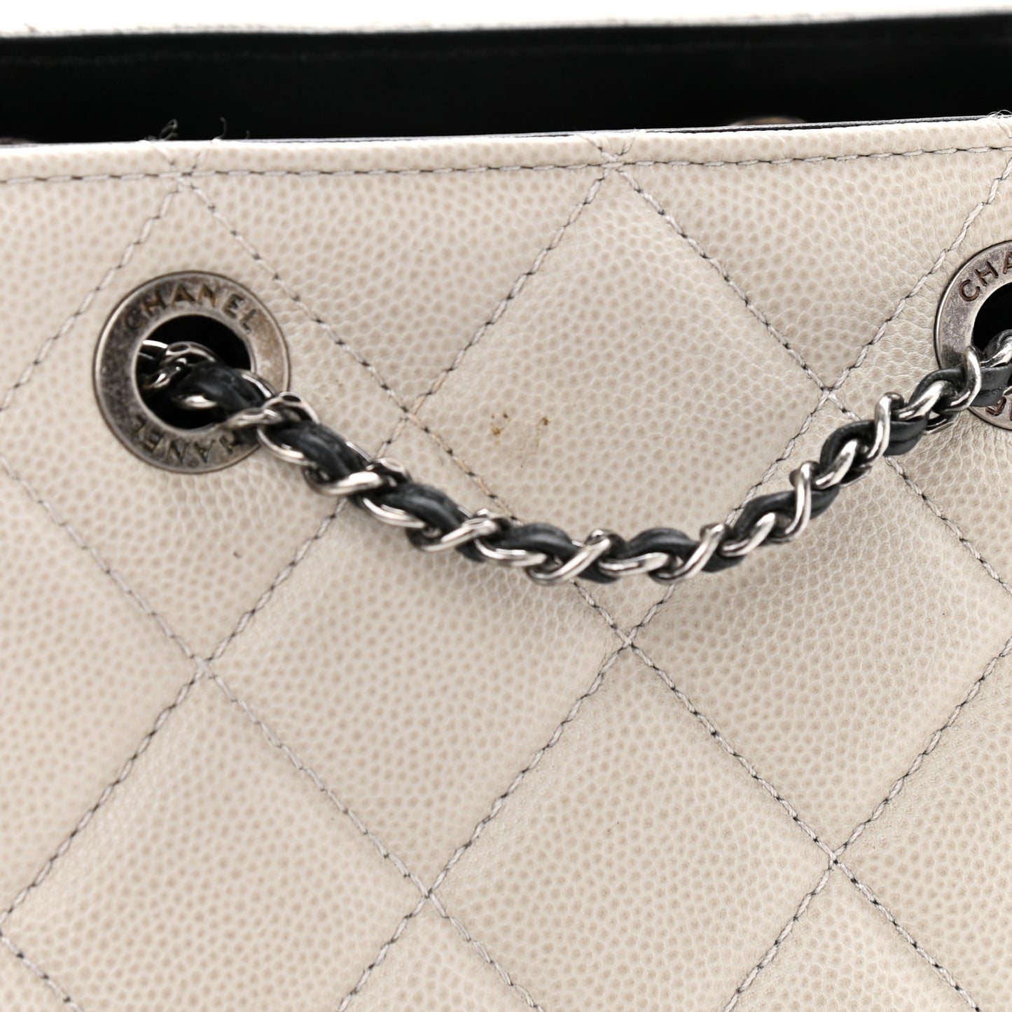 Caviar Quilted Small CC Bucket Bag Grey