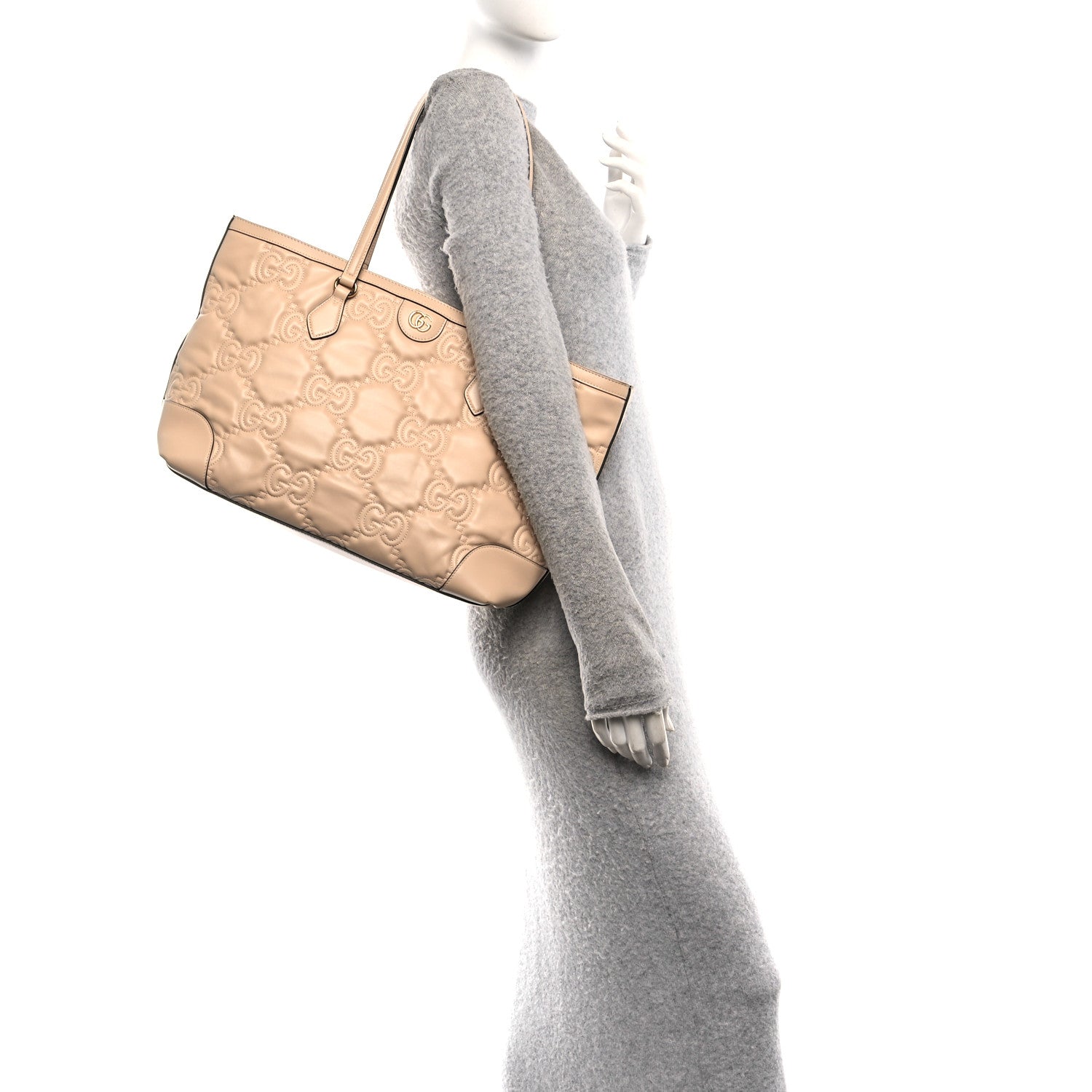 Gucci Calfskin GG Matelasse Medium Ophidia Shopping Tote Beige 2 of 10